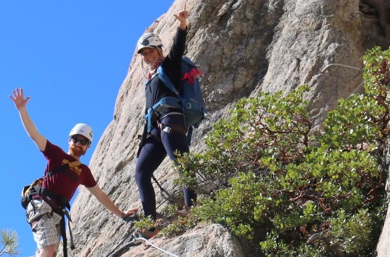 Climbers enjoying the must do activity in Lake Tahoe, the Via Ferrata